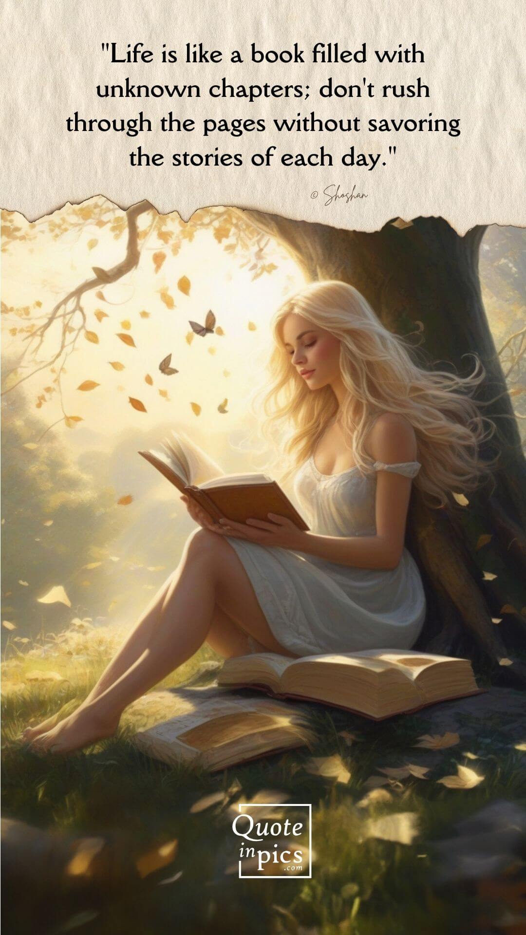 Life is like a book filled with unknown chapters; don't rush through the pages without savoring the stories of each day