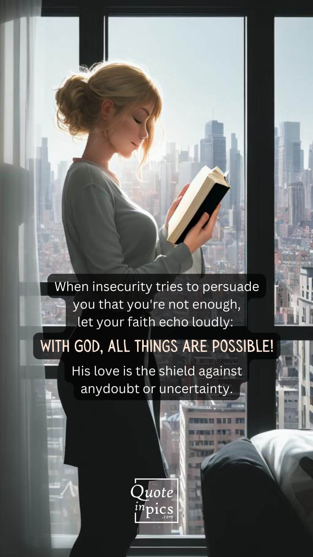 Insecurity whispering to you that you are not enough? Say with faith: With God, everything is possible!