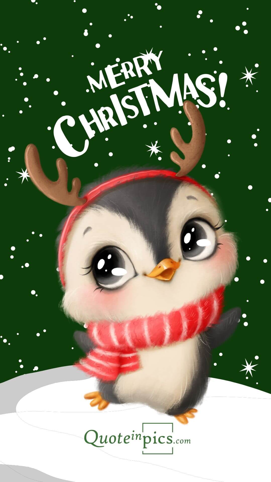 Cute pinguin saying Merry Christmas!
