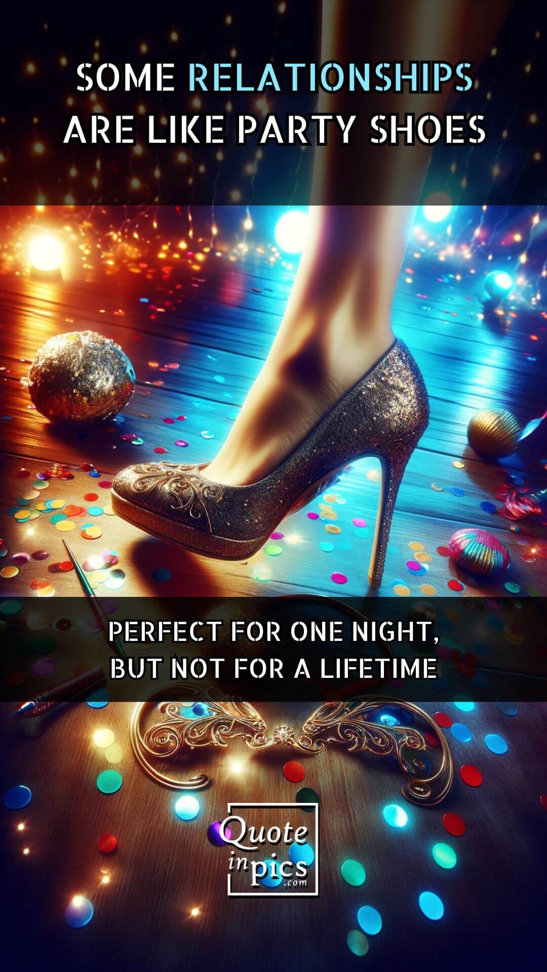 Some relationships are like party shoes perfect for one night, but not for a lifetime.
