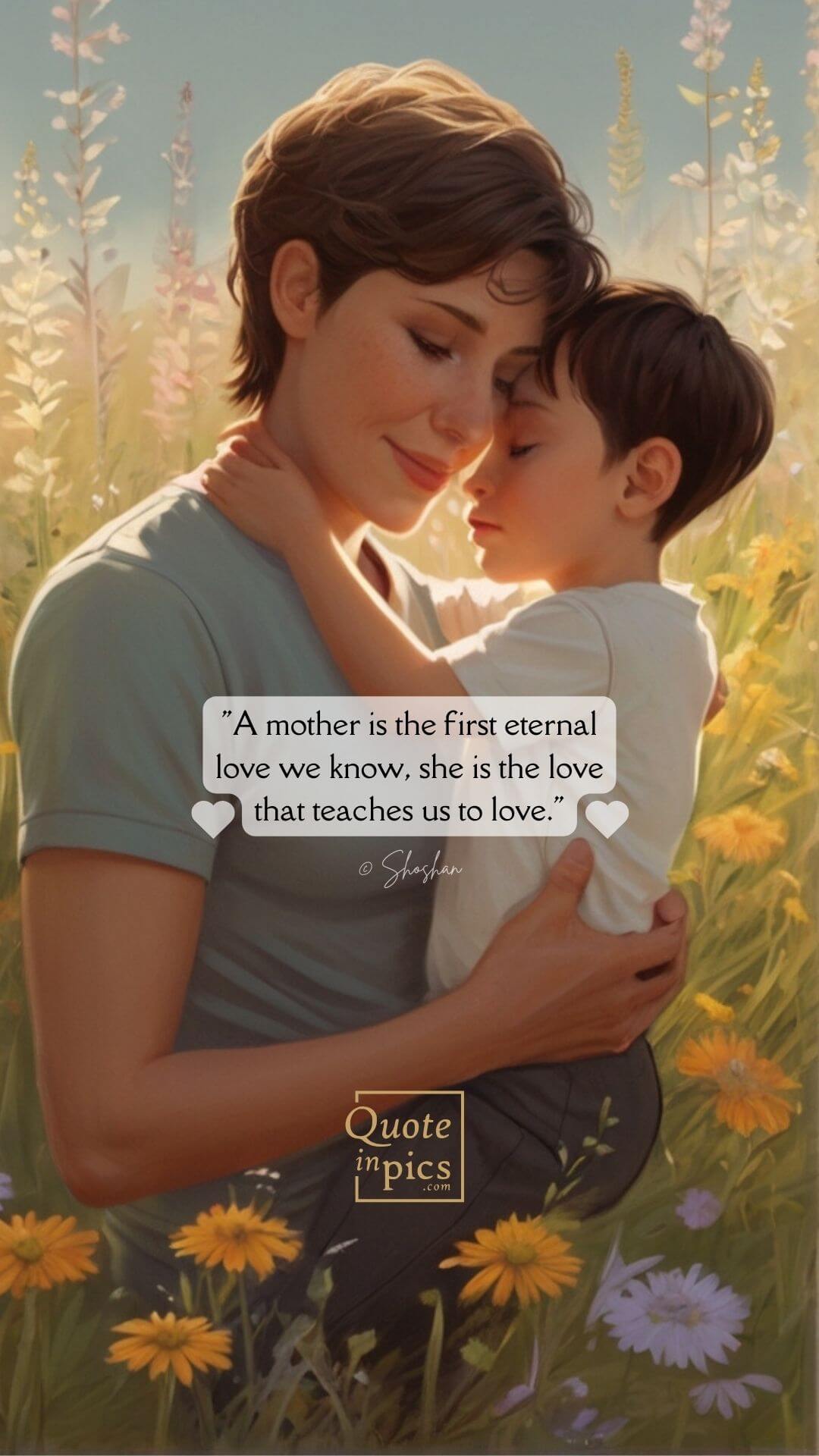 A mother is the first eternal love we know, she is the love that teaches us to love.