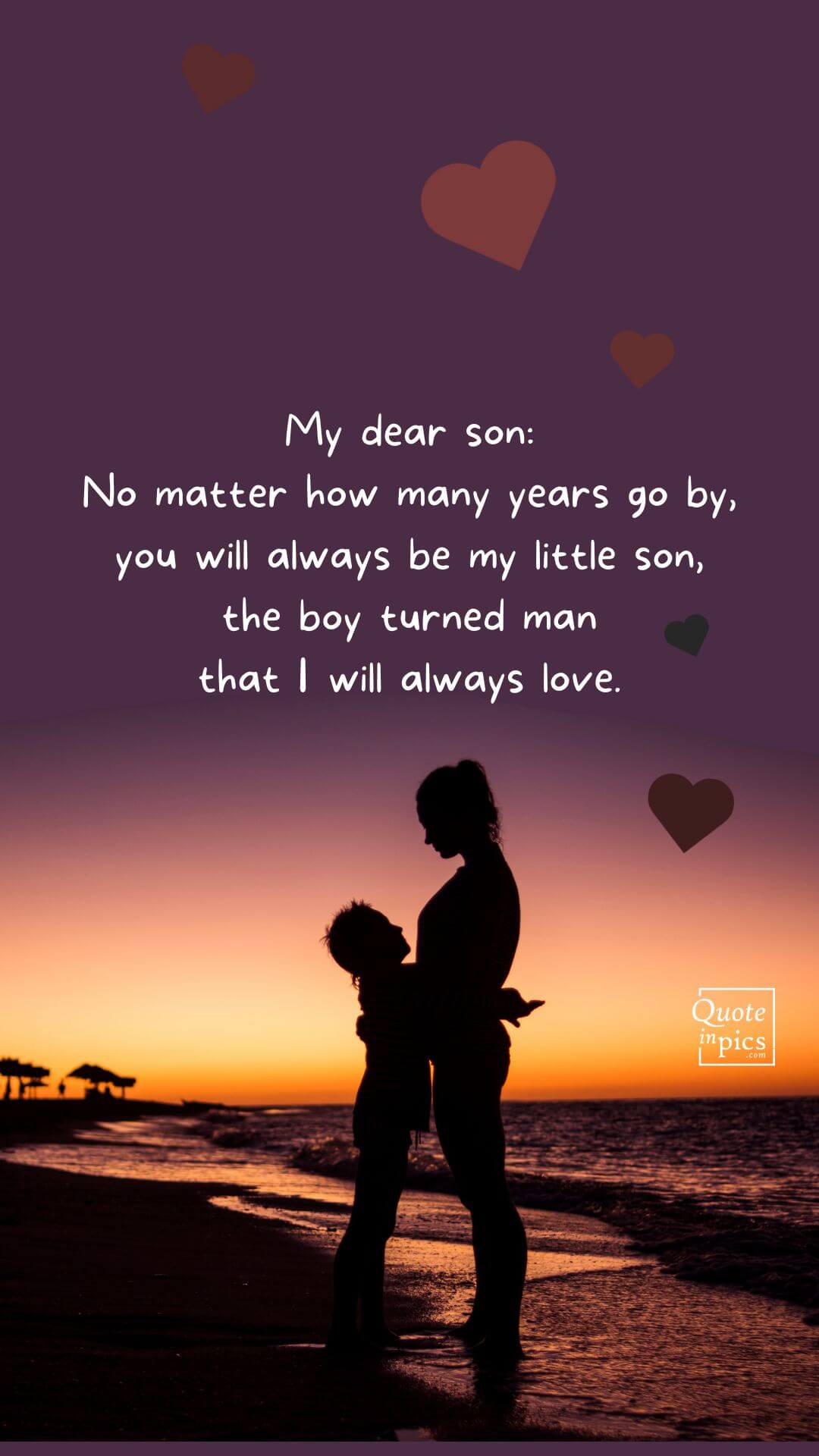 Image with message to dedicate to a beloved son