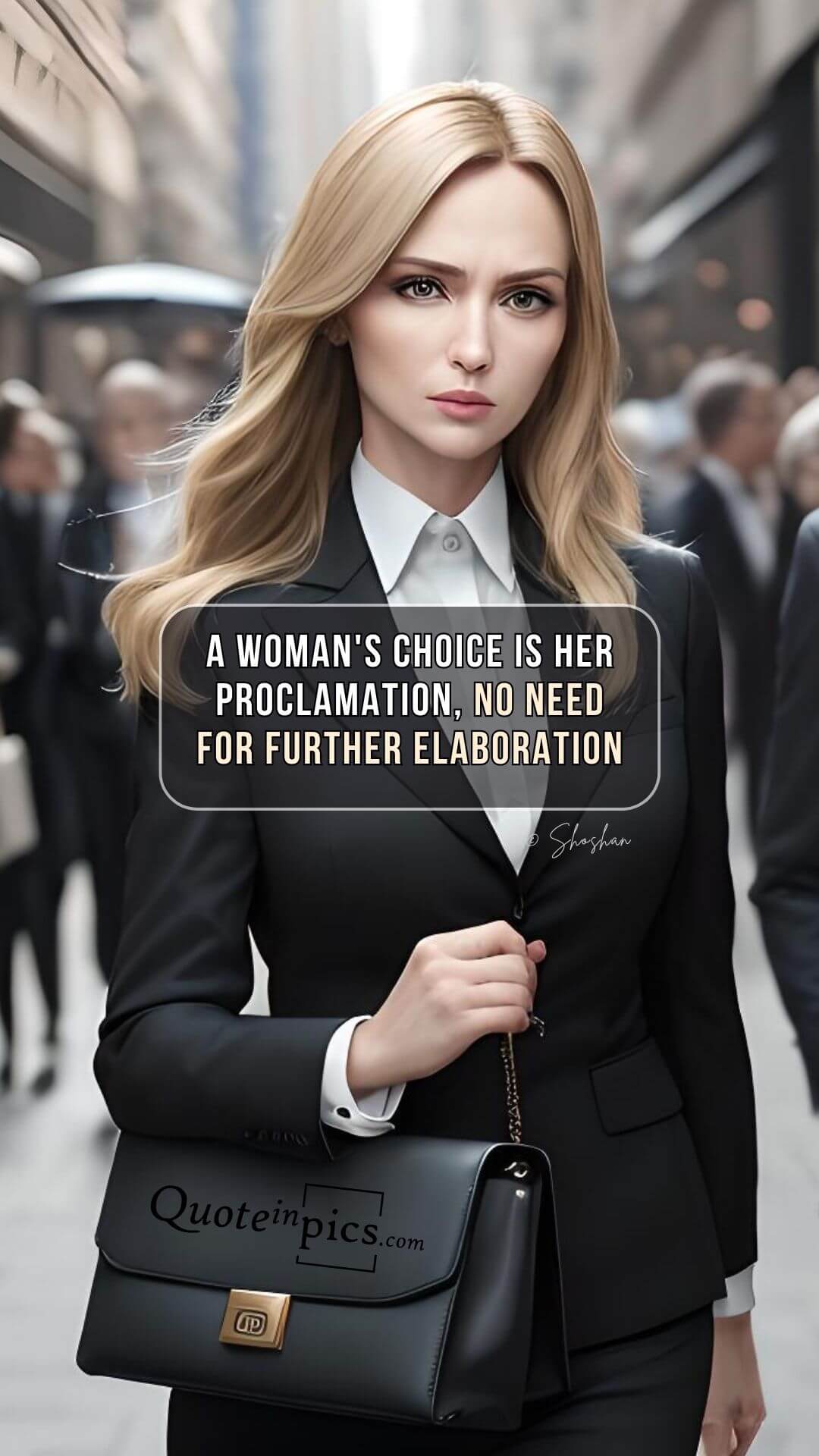 "A woman's choice is her proclamation, no need for further elaboration." © Shoshan