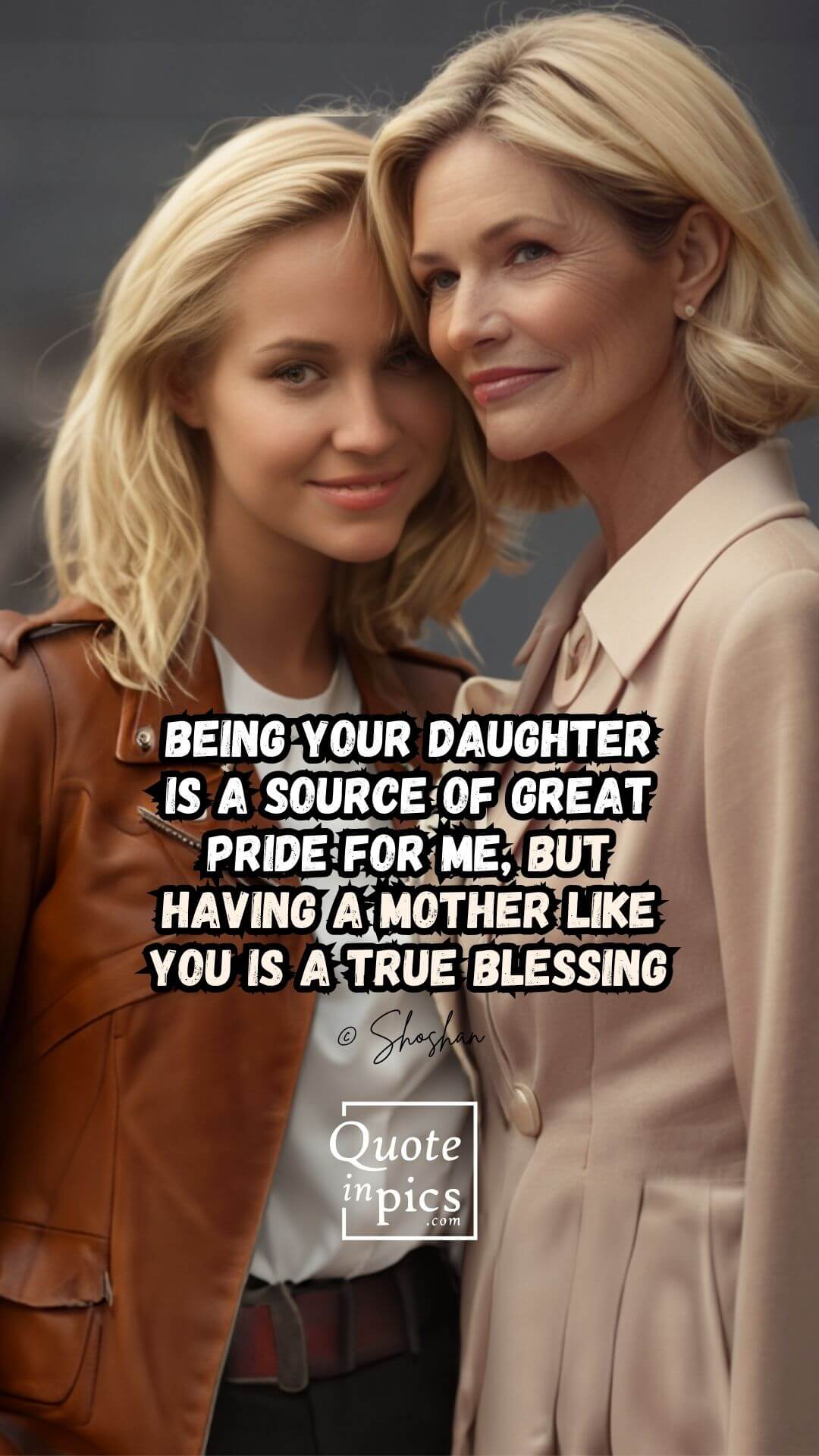 Being your daughter is a source of great pride for me, but having a mother like you is a true blessing